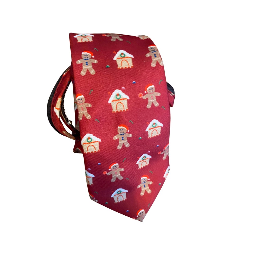 Spring Notion Boys Red Gingerbread Man Christmas Zipper Tie‎ Holiday Size L